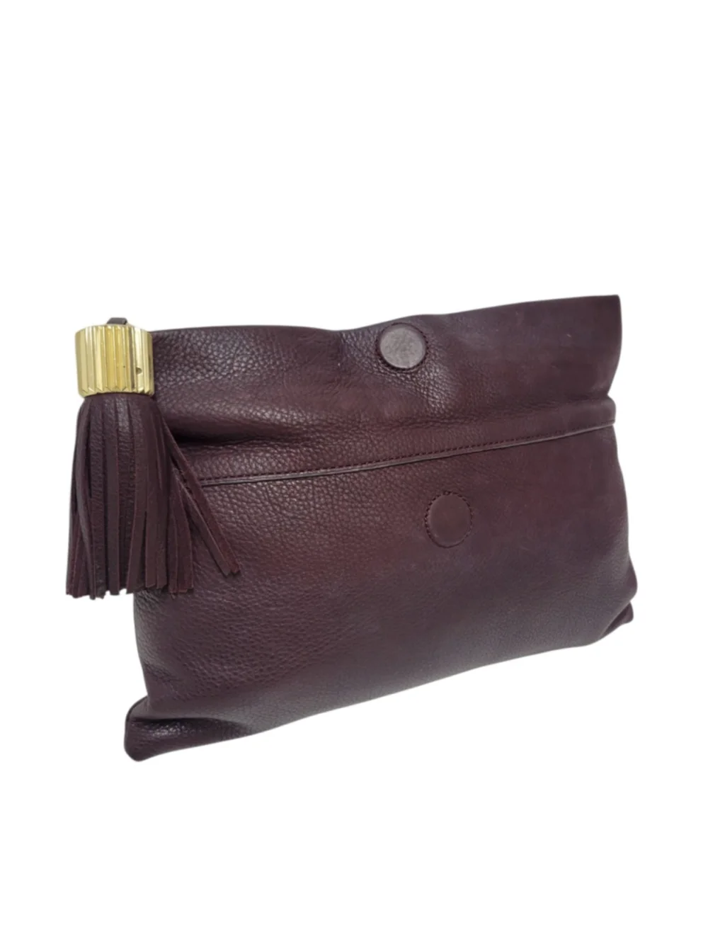 India Hicks Carmen Women's Clutch Leather Brown Tassel Top-Zip Purse Bag Pre-own